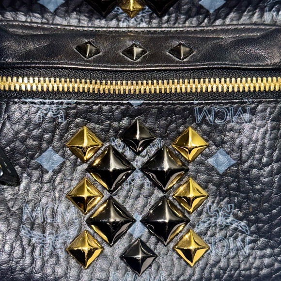 MCM Visetos Studded Colorblock Small Stark Brock Backpack Black - Picture 8 of 14